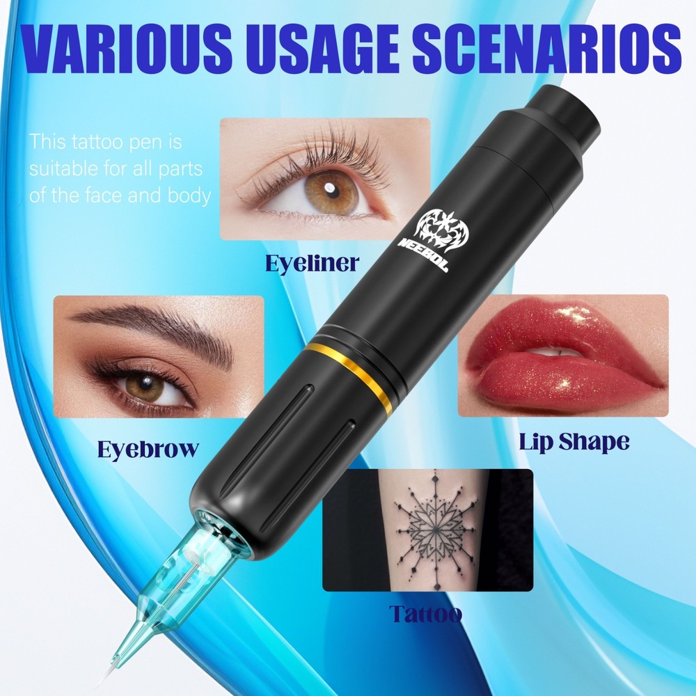 Complete Wireless Tattoo Pen Kit Rotary Microblading Machine Permanent MakeUp
