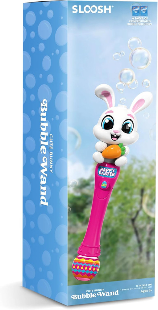 Sloosh Easter Bunny Bubble Wand for Kids Ages3+, Light Up Automatic Bubble Maker