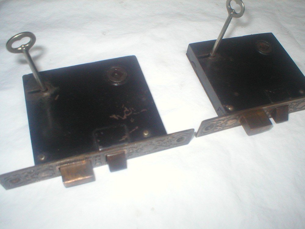 Antique Victorian Decorative Mortise lock with key