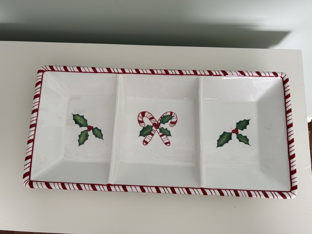 Crabtree & Evelyn Peppermint 3-Section Tray, NWT