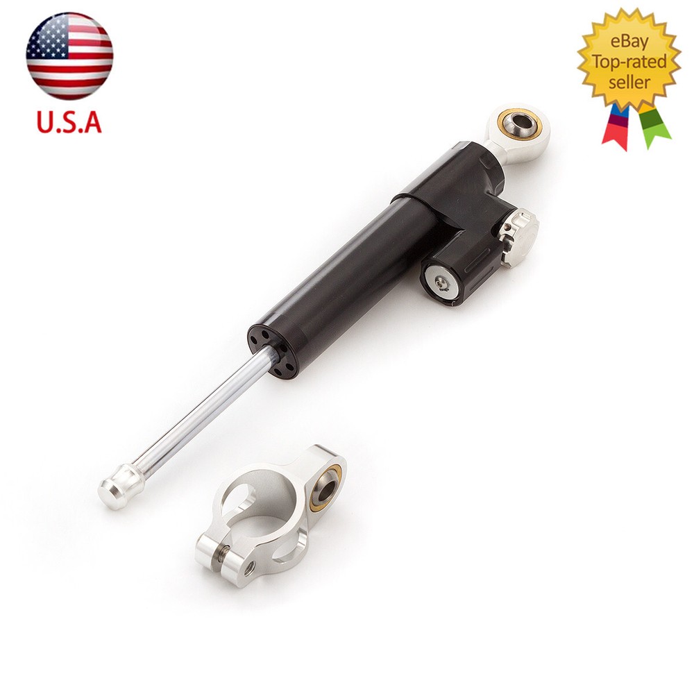 CNC Steering Damper Linear Stabilizer Reversed Safety Control Shock black+silver