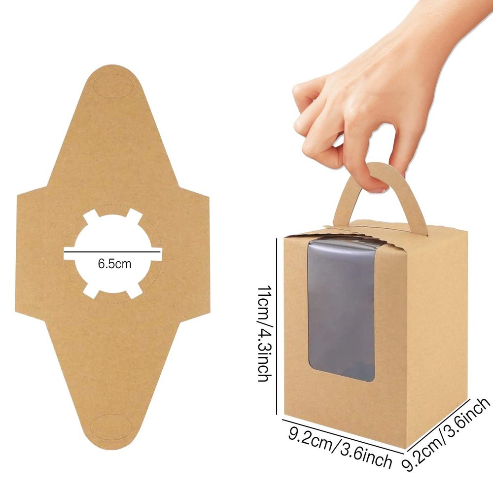 Cupcake Boxes, 30 Pack Individual Single With Clear Window Inserts Handle - M...