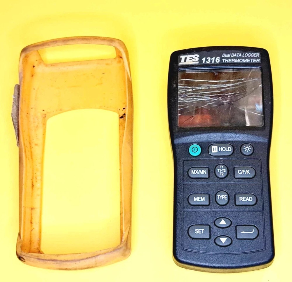 🔥BROKEN SCREEN🔥 TES 1316 DUAL DATA LOGGER THERMOMETER CHANNEL HIGH-ACCURACY 🔥