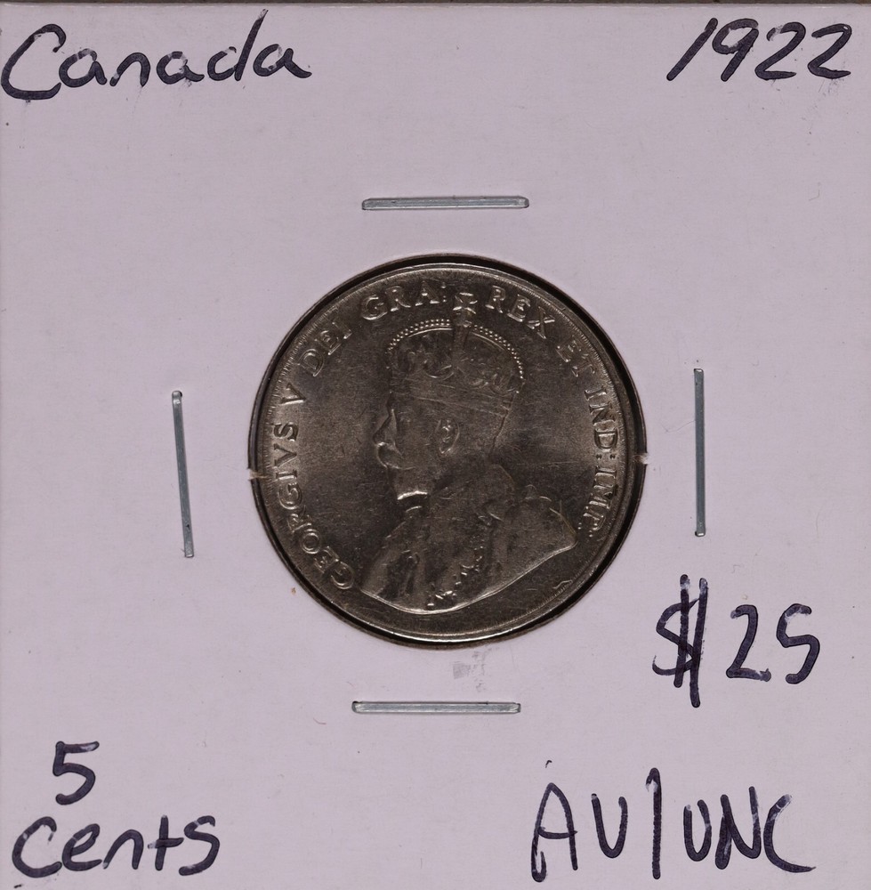 1922 Canada 5 Cents Coin