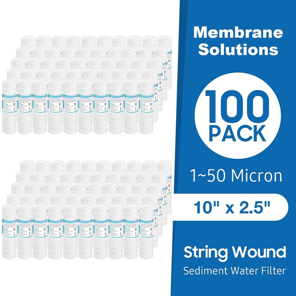100 Pack 10"x2.5" String Wound Whole House Sediment Water Filter RO Replacement