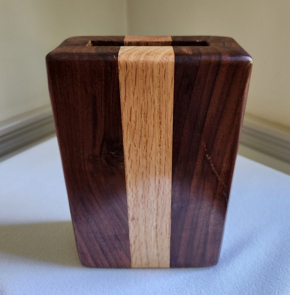 Hand Crafted Solid Wood Vase Walnut Oak Rectangle 8 1/4"