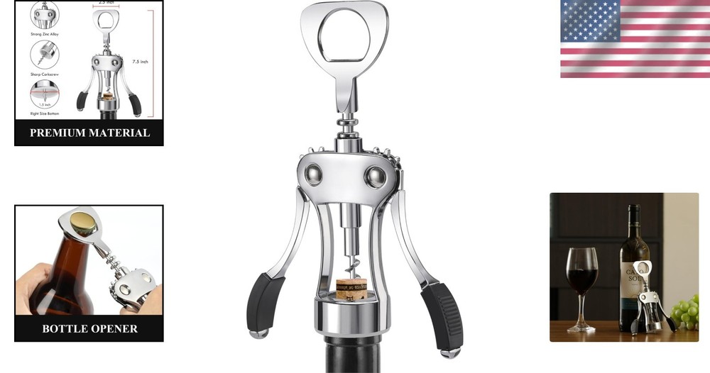 Timeless Wing Corkscrew and Bottle Opener, Ergonomically Designed for Comfort