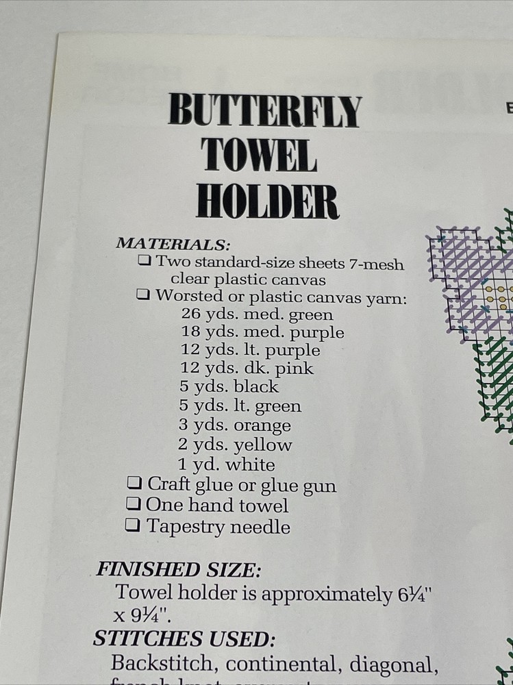 Butterfly Towel Holder Annie's Plastic Canvas Pattern
