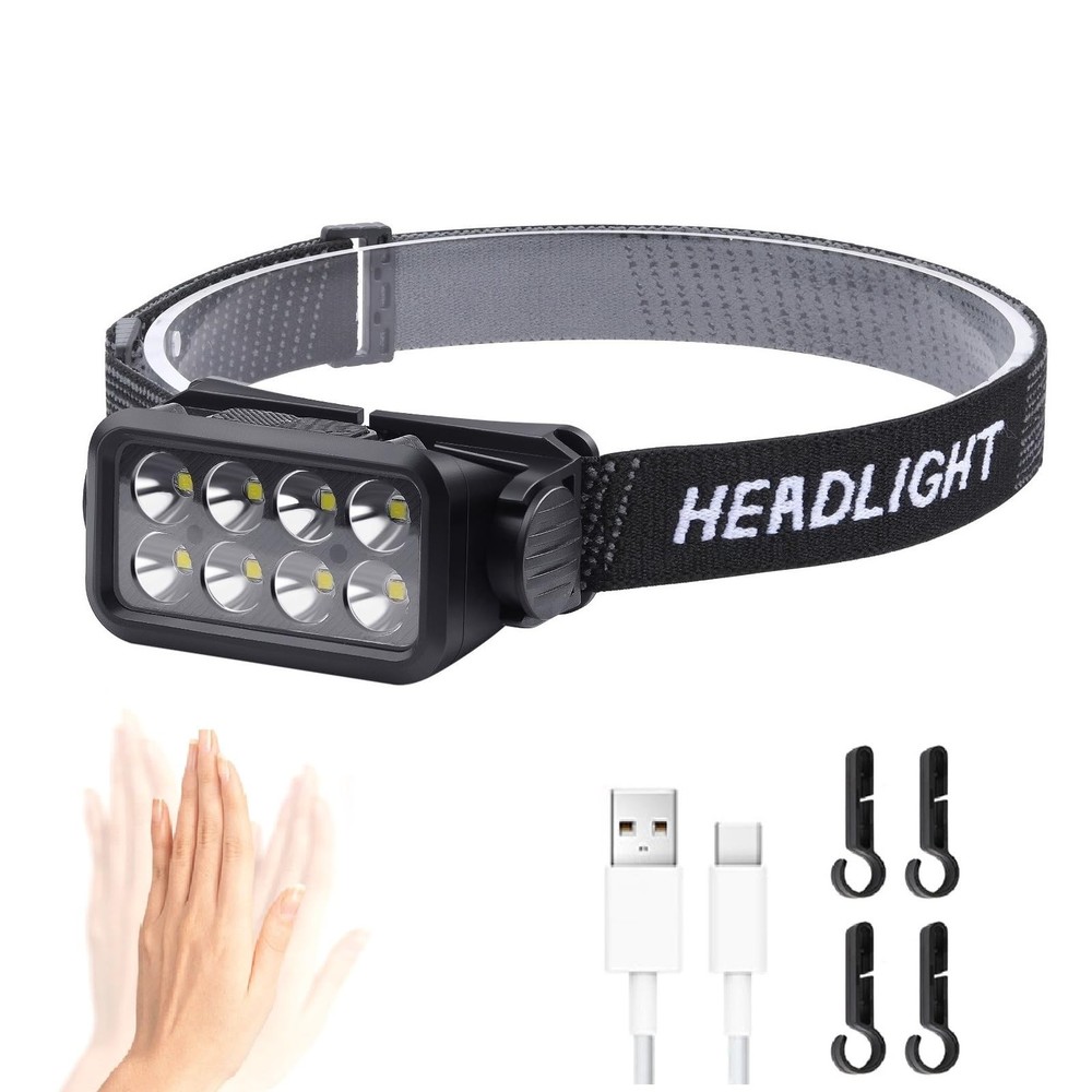 Bright Camping Headlamp with 120° Adjustable White Light & Motion Sensor