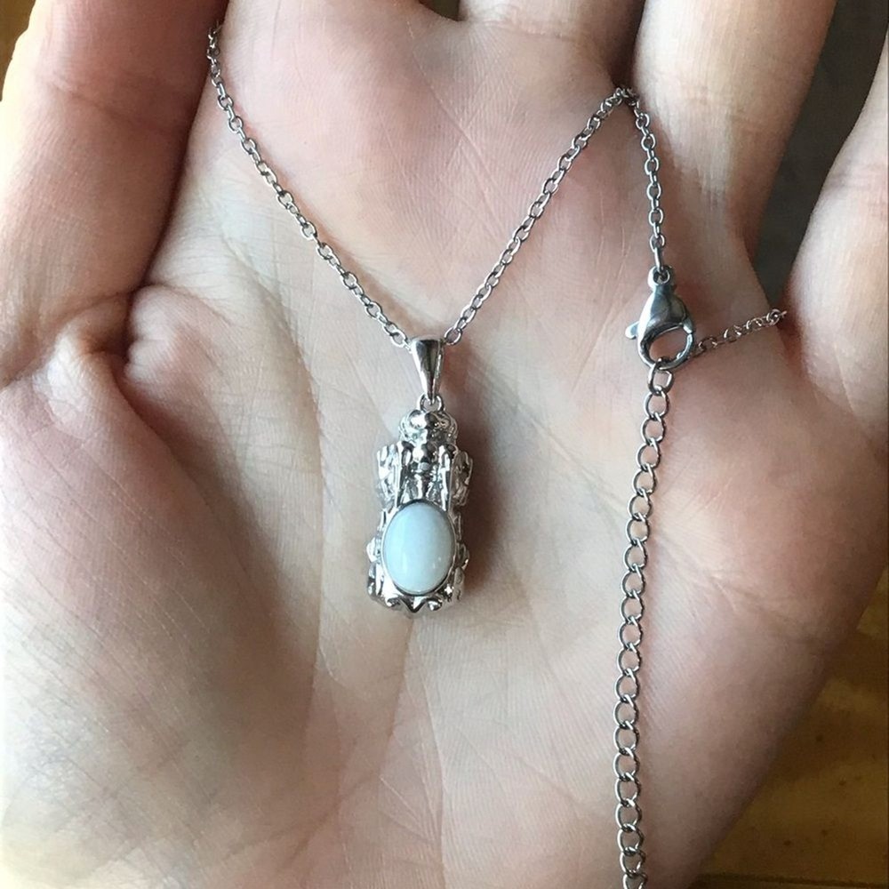 Natural White Jade Sterling Silver Dragon Pendant