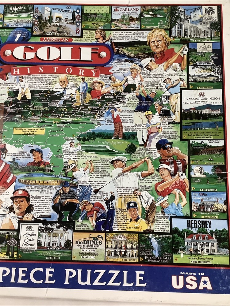 White Mountain Puzzle 1000 Piece Extra Large Pieces Golf History *Read