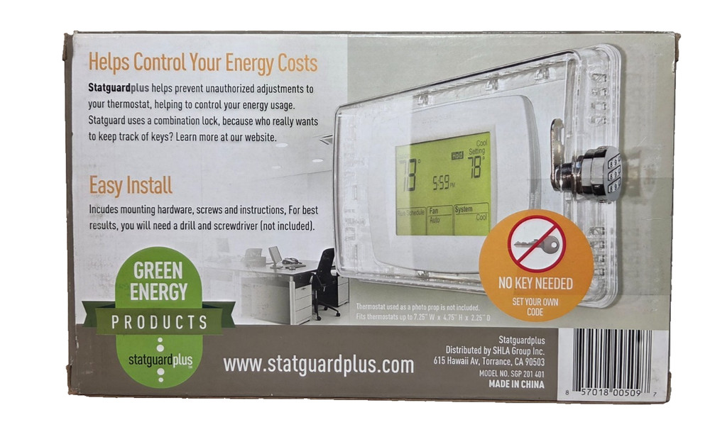 StatGuardPlus Universal Thermostat Guard Clear with Changeable Code Lock