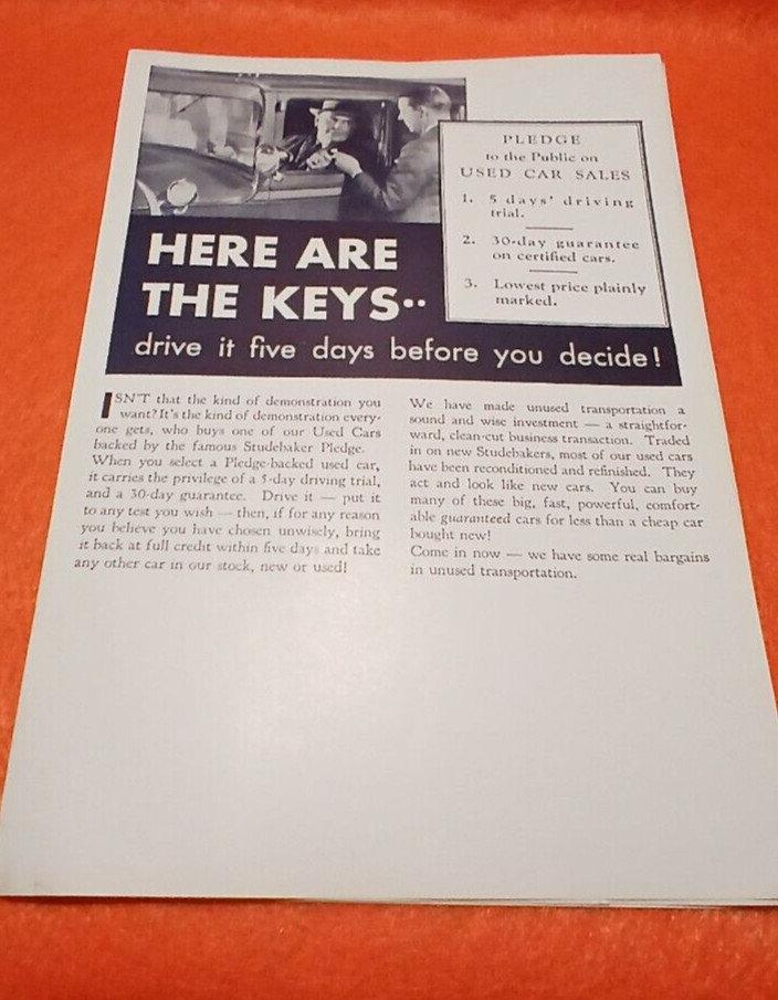 Three (3)  Late 1920s  Studebaker Automobile Sales Brochures NOS