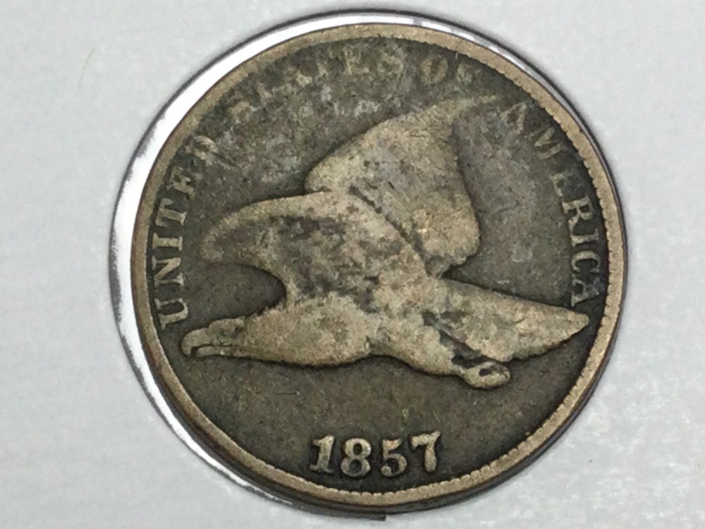1857 Flying Eagle Cent in fine plus
