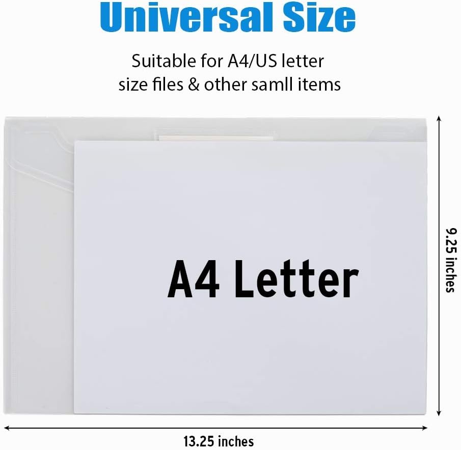 10 Pack Plastic Envelopes File Folders, Clear Folder for Document US Letter A4