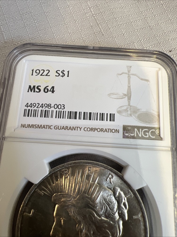1922 Peace Silver Dollar $1 MS64 NGC