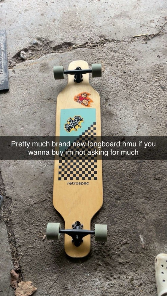 Retrospec Drop-Through Longboard Blue And Checkered Pattern Few Stickers
