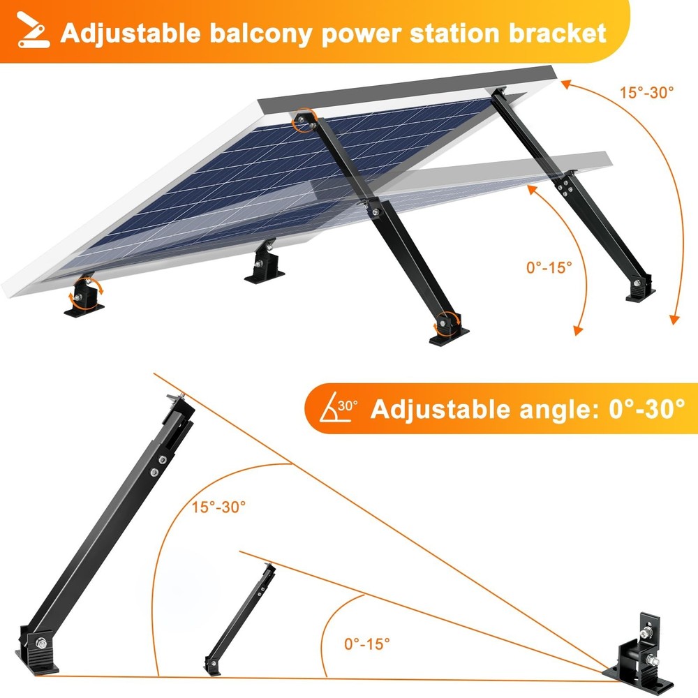 Solar Panel Mount, Aluminum Alloy Adjustable Solar Panel Tilt Mount Brackets,...