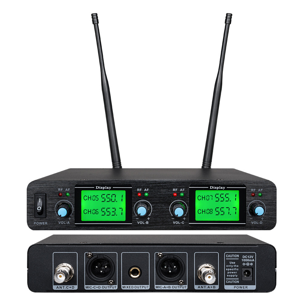 Wireless Microphone System 4 Channel UHF 2 Handheld 2 Headset 2 Lavalier School