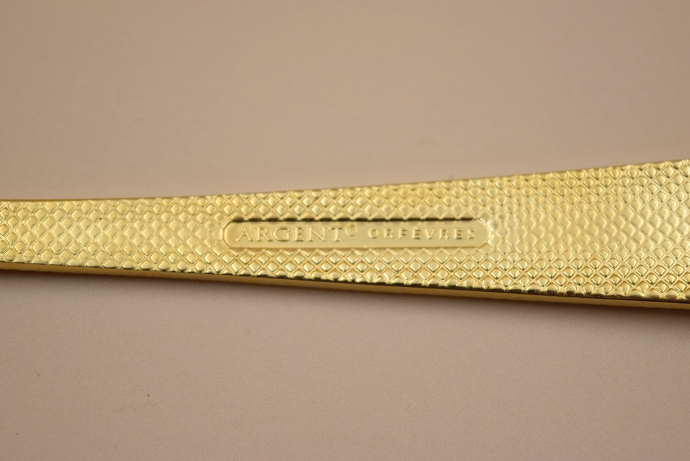 Argent Orfevres 14pc Flatware Gold Tone Dotted