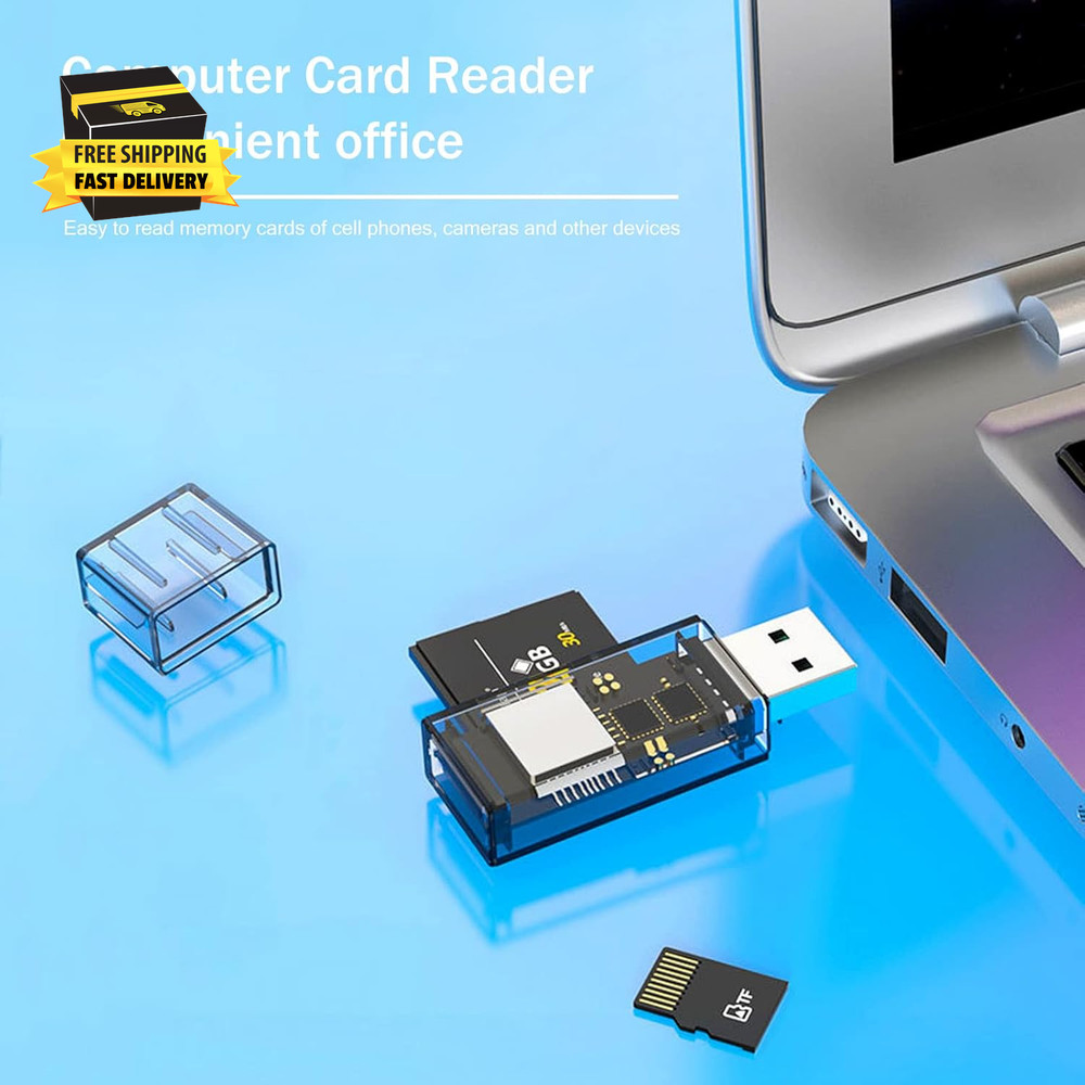 2 Pack USB SD Card Reader for PC, Micro SD Card to USB Adapter, Dual USB and USB