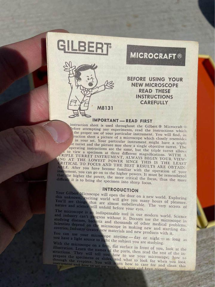 Vintage Gilbert Microcraft Microscope M8131 in Original Metal Box