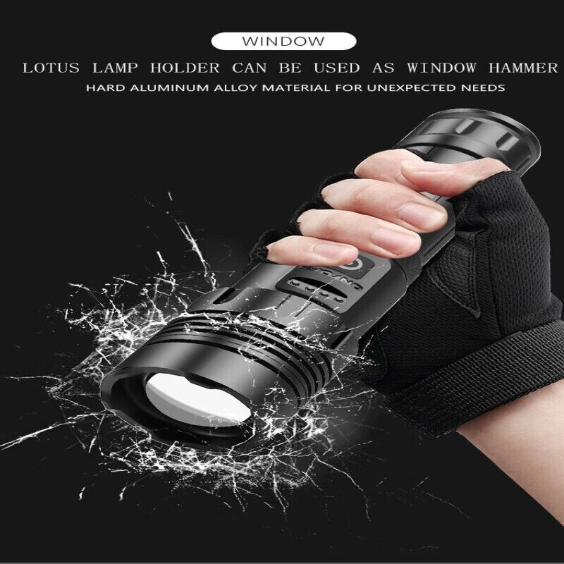 1000000 Lumens Super Bright LED Tactical Flashlight Rechargeable LED Work Light