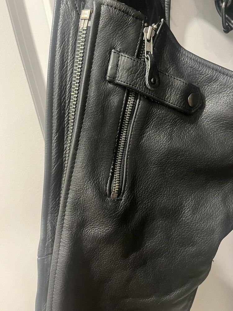 Jammin Leather Motorcycle Chaps Black Size Medium