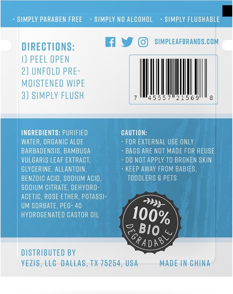 Flushable Unscented Single Pa Wet Wipes | Eco-Friendly Paraben