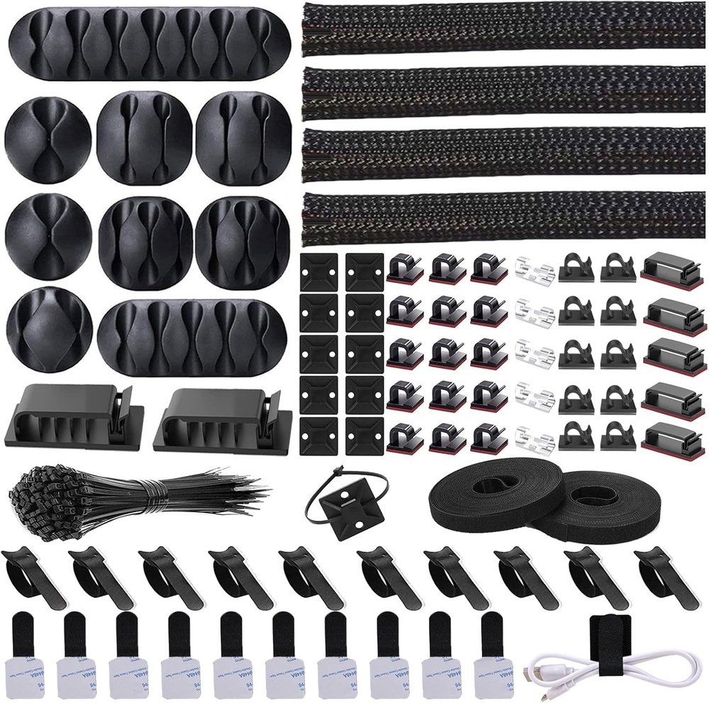 Cord Manament Organizer Kit 4 Cable Sleeve split with 41Self Adhesive