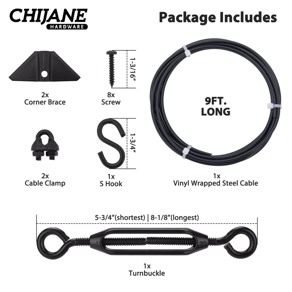 CHIJANE Durable Anti Sag Gate Kit Hardware Support Cable Set for Black