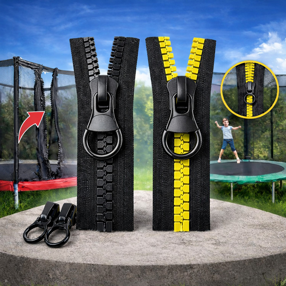 Trampoline Replacement Zipper Double Zipper Double Sided Operable Black 20 Inch