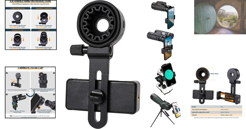 Compact Smartphone Holder for Binoculars and Telescopes - Easy to Use & Adjust
