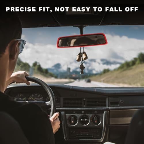 Rear View Mirror Protector Frame, Soft Silicone Auto Rear View Mirror Red