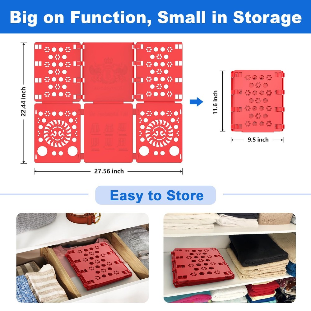 Red Shirt Folder Board, Tshirt Clothes Folder, Durable Laundry Helper, Sorter