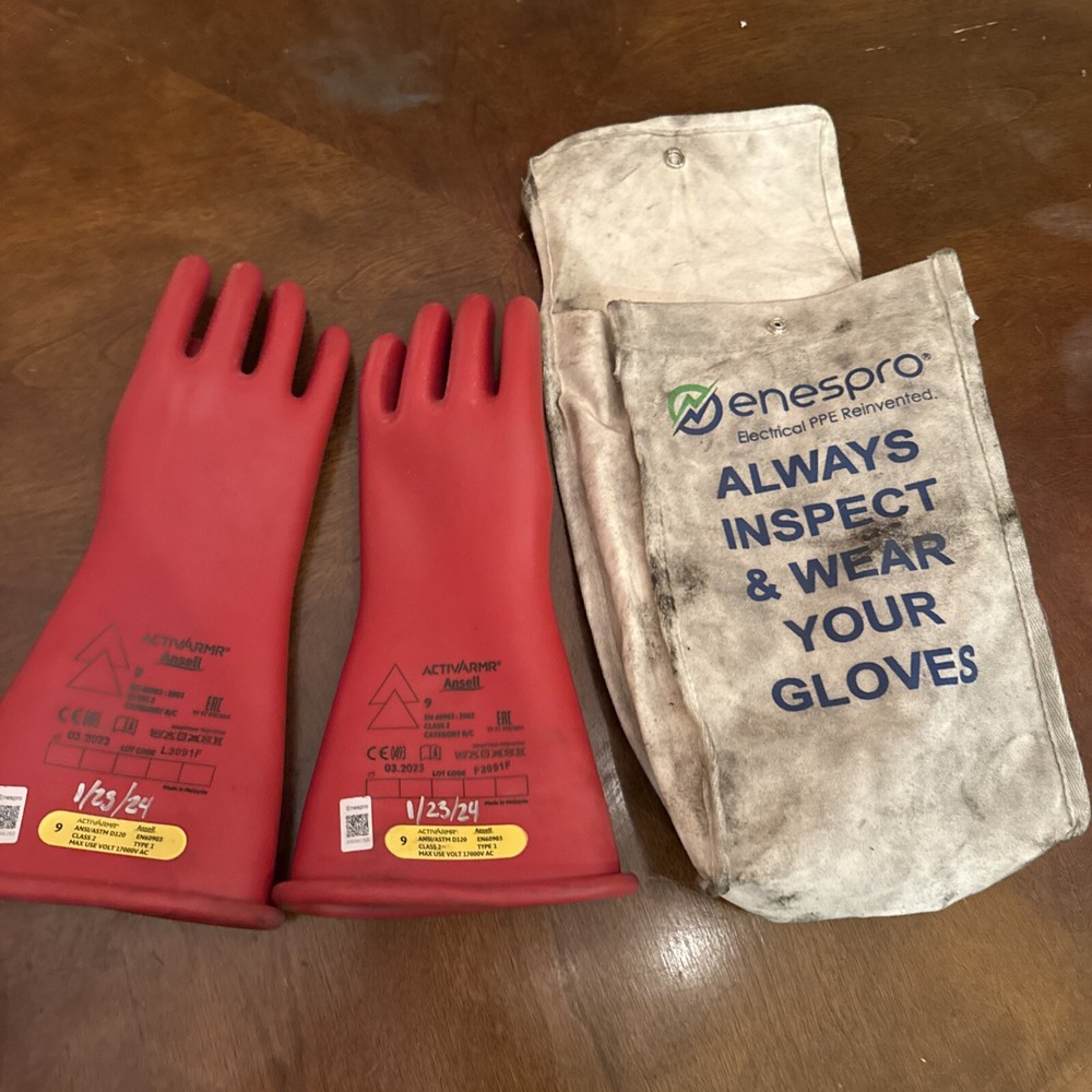 Ansell Class 2 Type 1 Electrical Gloves Max Volt 17000v AC