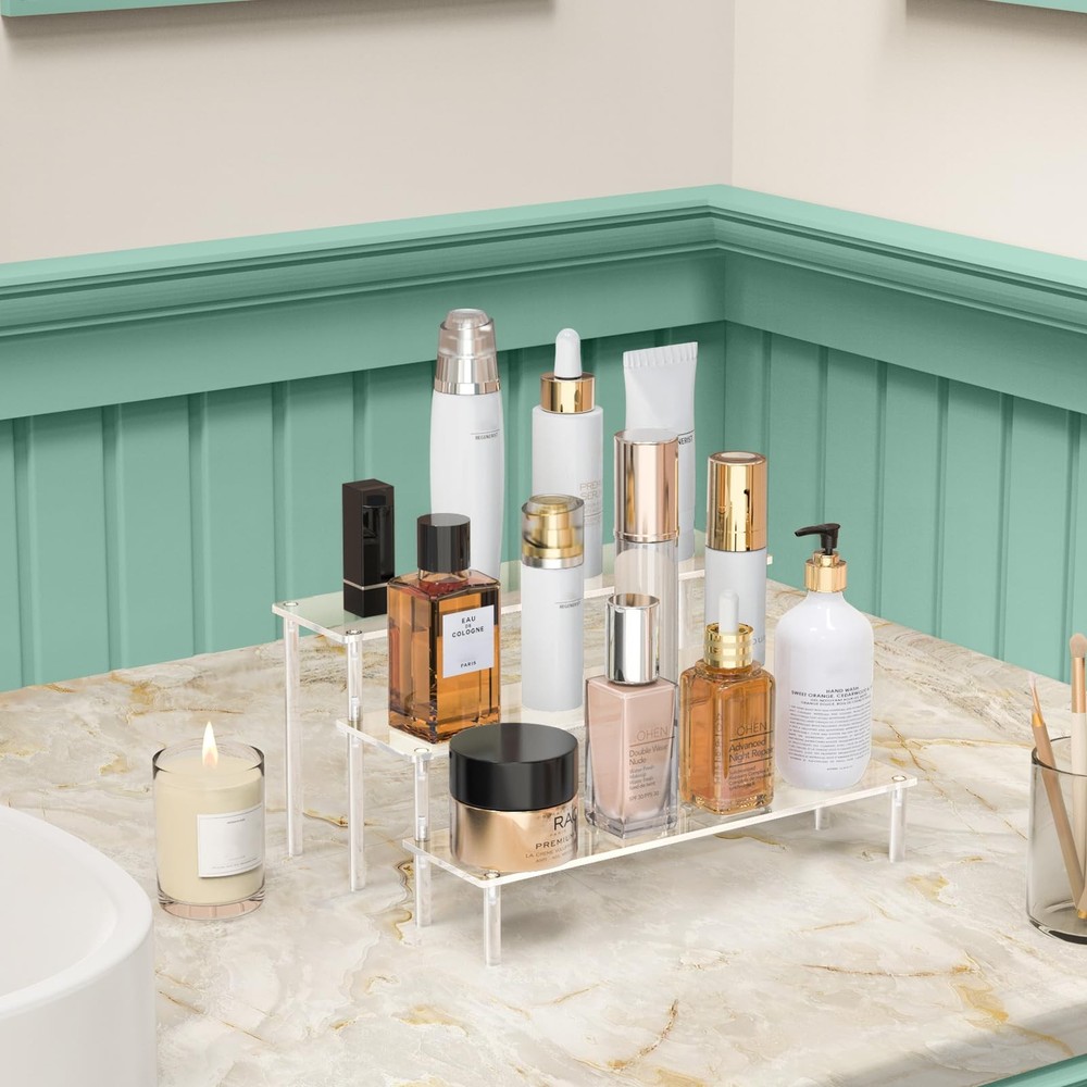 Acrylic Display Risers 3 Tier Stand Organizer Shelf Clear
