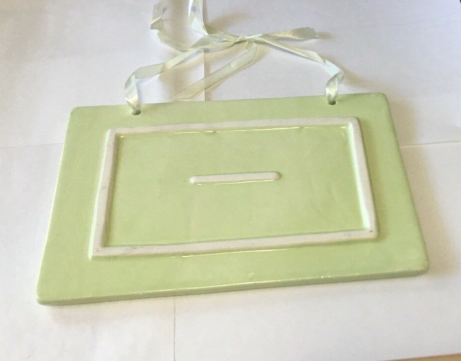 Ceramic Happy Easter Wall Decoration Sign Plaque Easter Eggs Ribbon Hangar