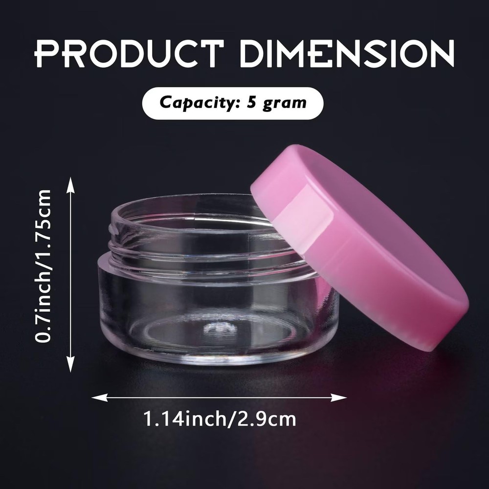 25 Count 5 Gram Sample Containers, Clear Lip Balm Containers with Lids, Small...