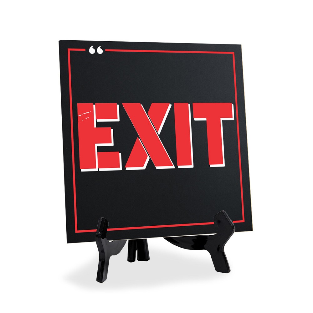 Exit 5"x 5" Square Table Sign With Acrylic Easel | Restaurant & Cafe Décor