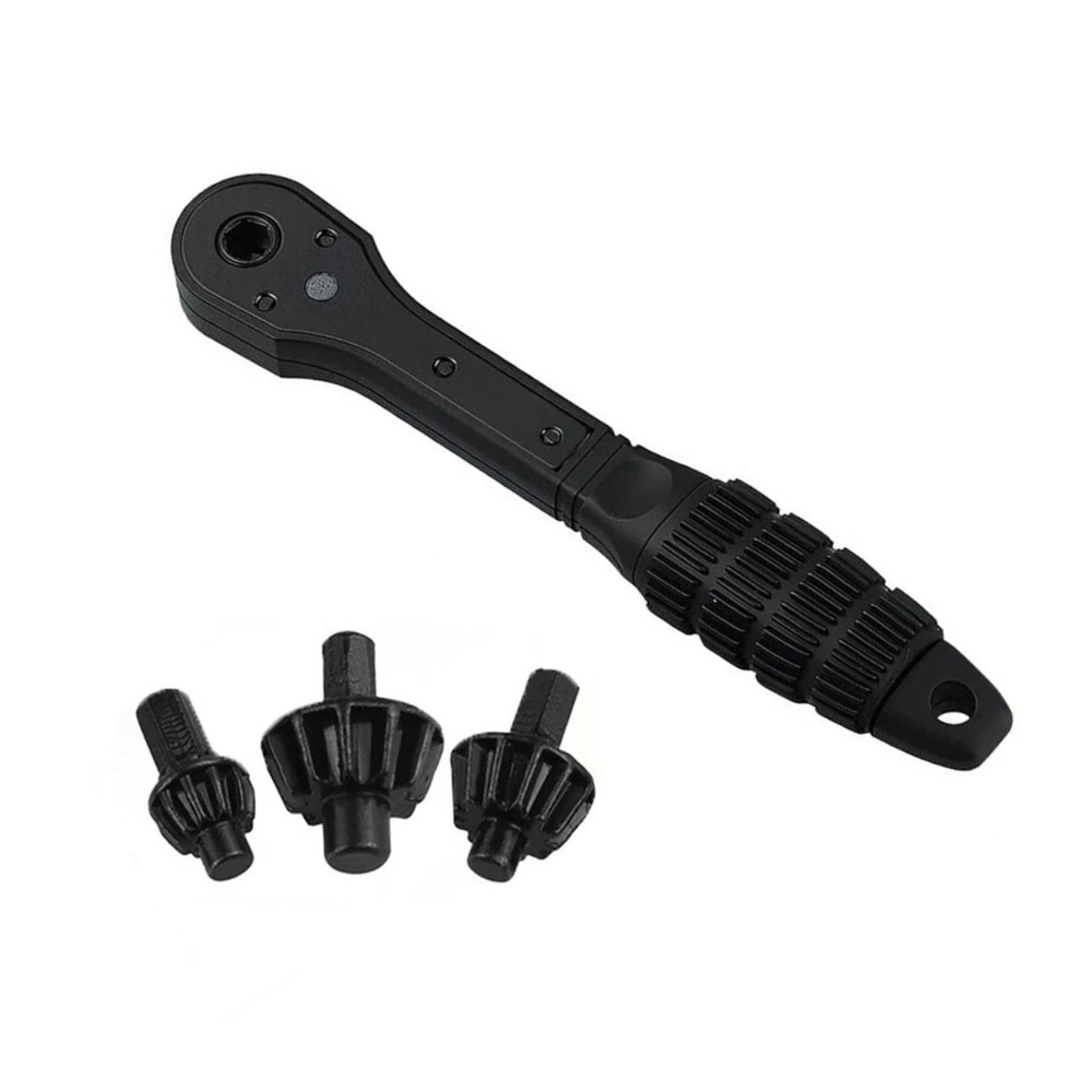 Ratchet Action Drill Chuck Key 2-in-1 Universal Wrench Set with Three Socket