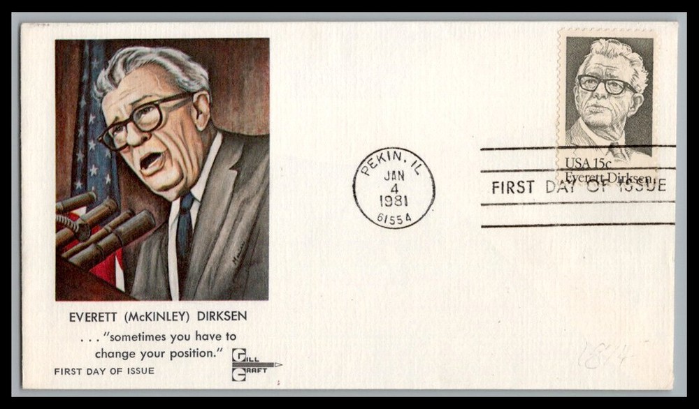 US FDC # 1874 15c Everett Dirksen Gill   1981, 9p2072