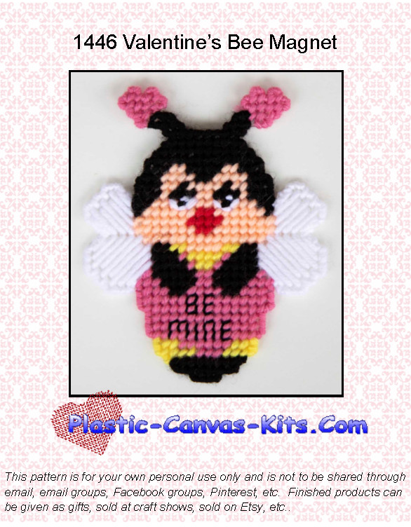 Valentine's Day Bee Magnet - Plastic Canvas Pattern or Kit