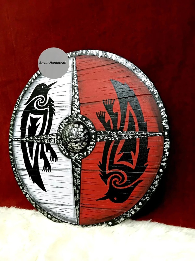 Medieval Viking Two Raven Eivor Valhalla Raven Authentic Battle Shield