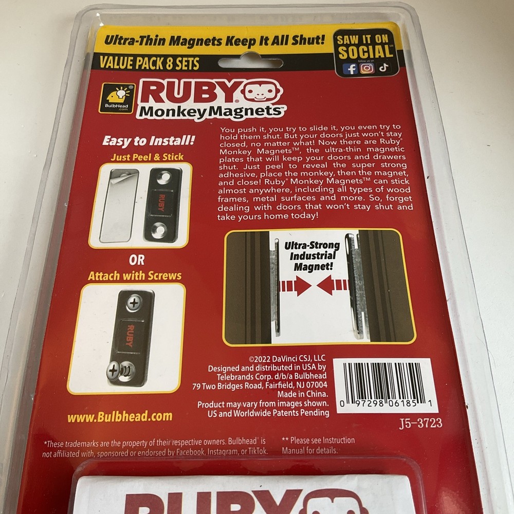 Ruby Monkey Magnets Ultra-Thin Magnetic Plates Keep It All Shut, As seen on TV