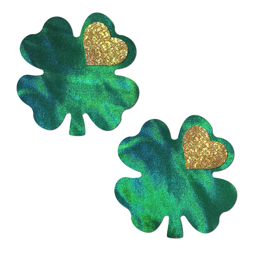 Pastease Holographic Green Clover Full Coverage Pasties St. Patrick's Glitter