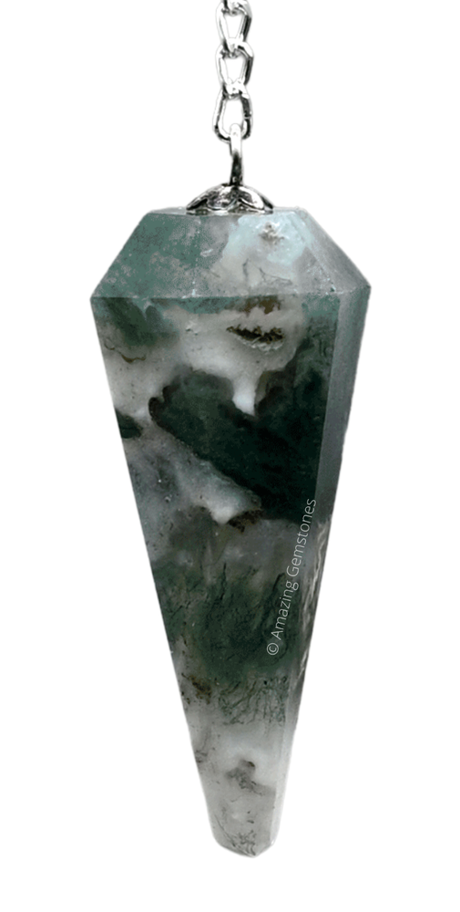 Moss Agate Dowsing Crystal Pendulum