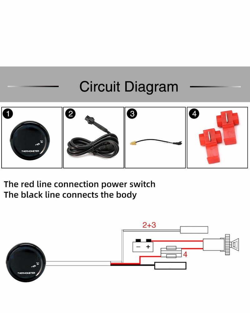 Motorcycle LCD Digital Thermometer Water Temperature Sensor Gauge Display