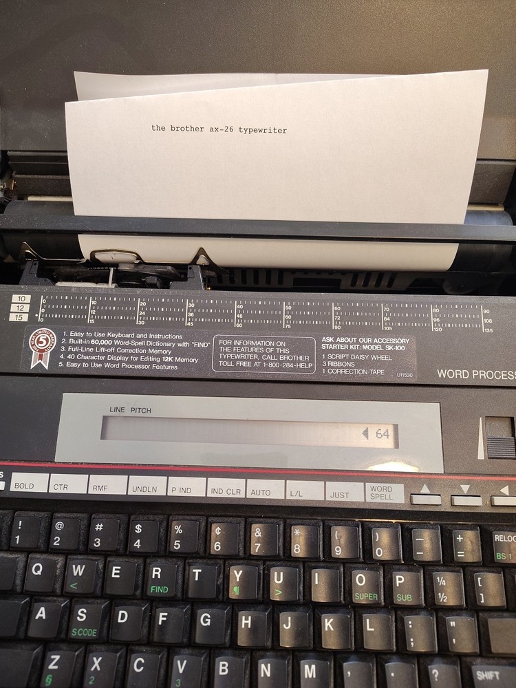 Brother AX-26 Electronic Typewriter Word-Spell Processing Tested & Working