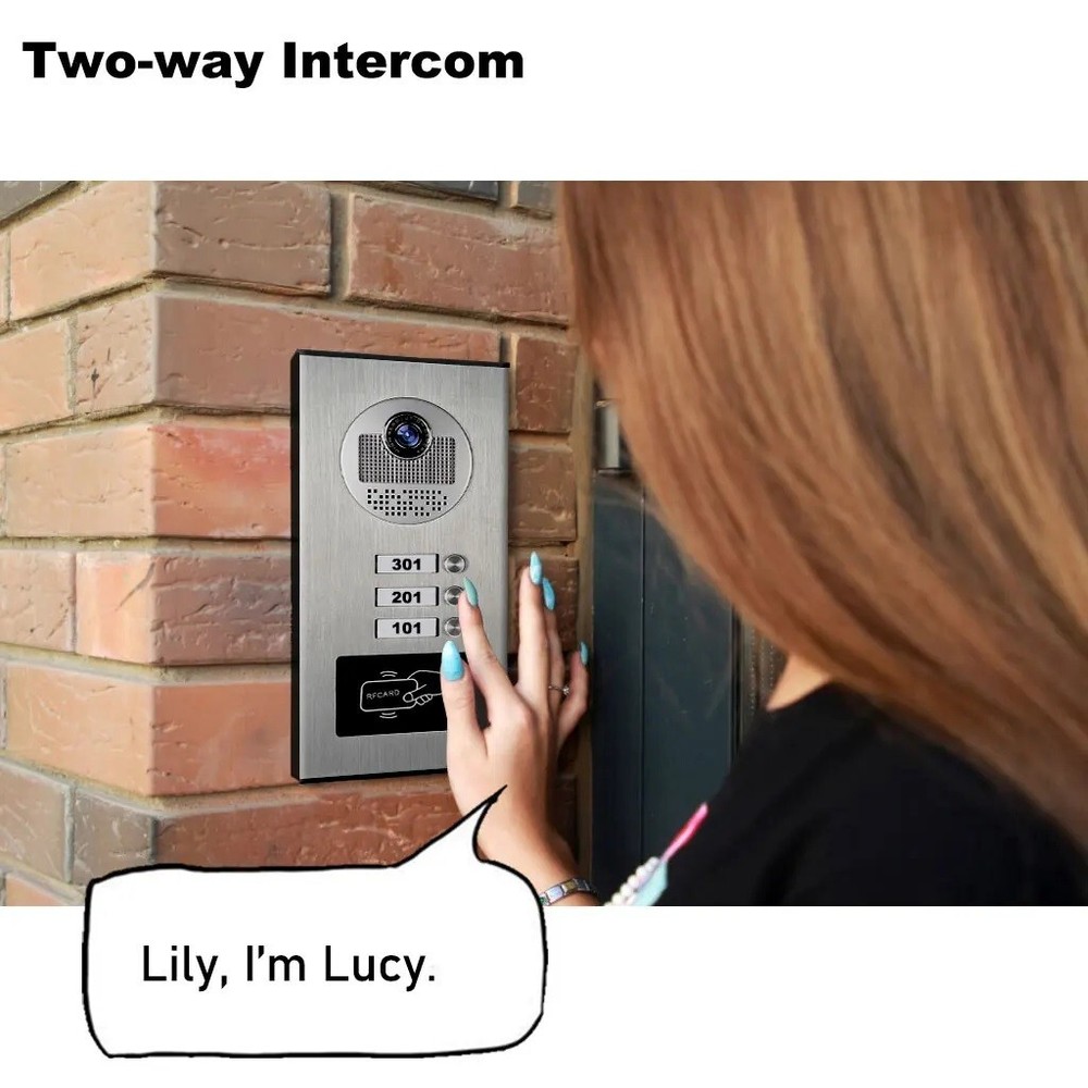 Wired Video Door Intercom System: 4 Monitors with 7-Inch Screen for Apartment